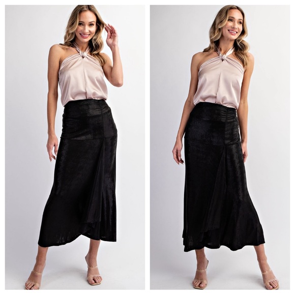 ShopEvelynne Dresses & Skirts - 24 FOILED JERSEY DRAPED MAXI SKIRT